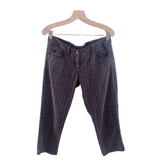 Vintage Y2K Bohemian Army Plaid Capris 2000s Pants Cropped Low Rise - Picture 1 of 7